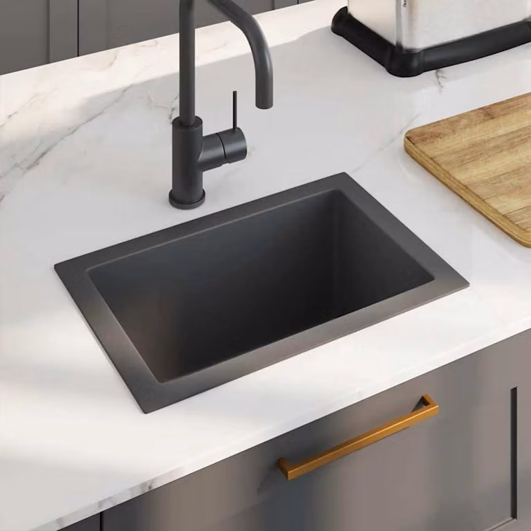vidaXL Lavello da Cucina Lavorato a Mano in Acciaio Inox Nero e Argento L/P/H: 44 x 42,1 x 29 cm
