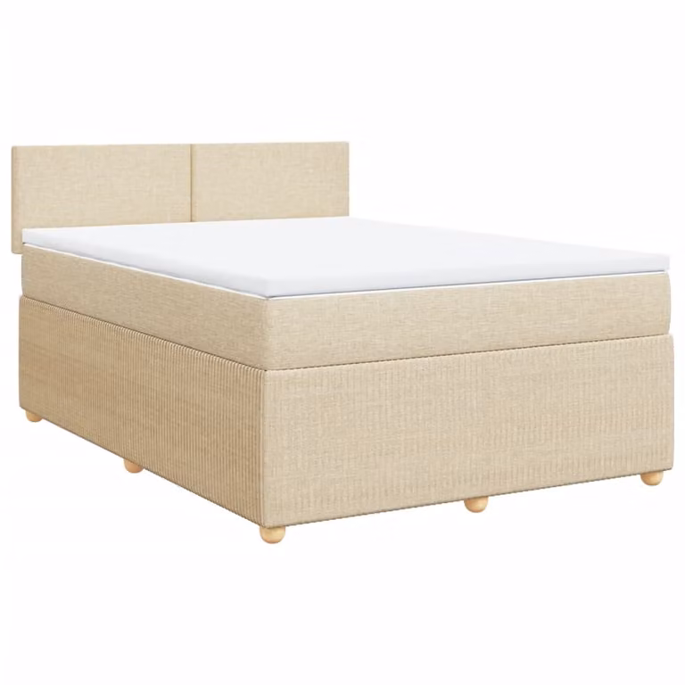Giroletto a Molle con Materasso Crema 140x200 cm in Tessuto