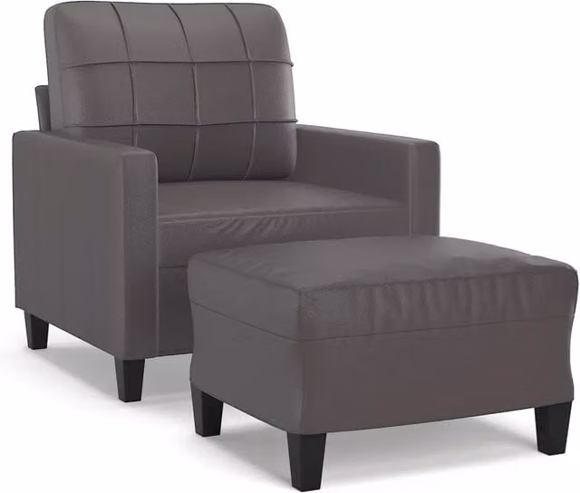 Poltrona | Sedia Relax con Poggiapiedi Grigio 60 cm in Similpelle