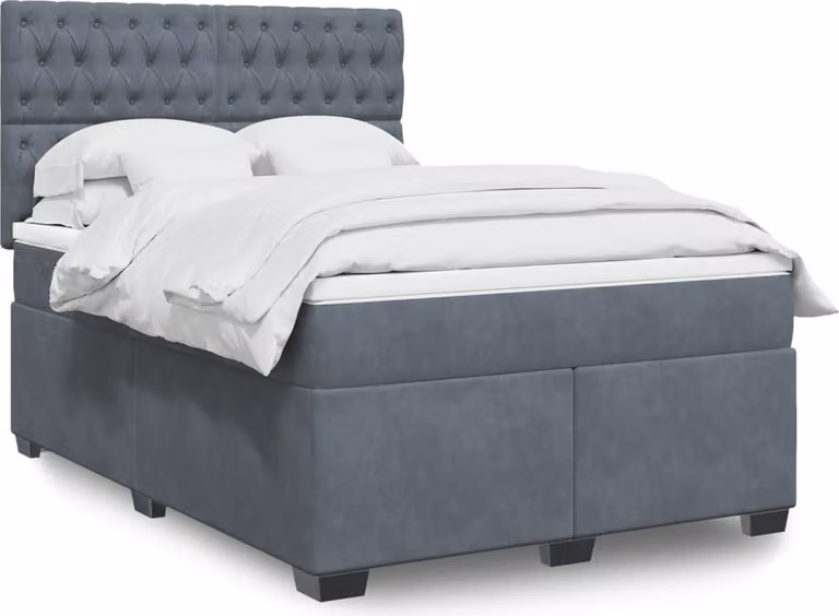 Maison Exclusive - Giroletto a Molle con Materasso Grigio Scuro 160x200 cm Velluto