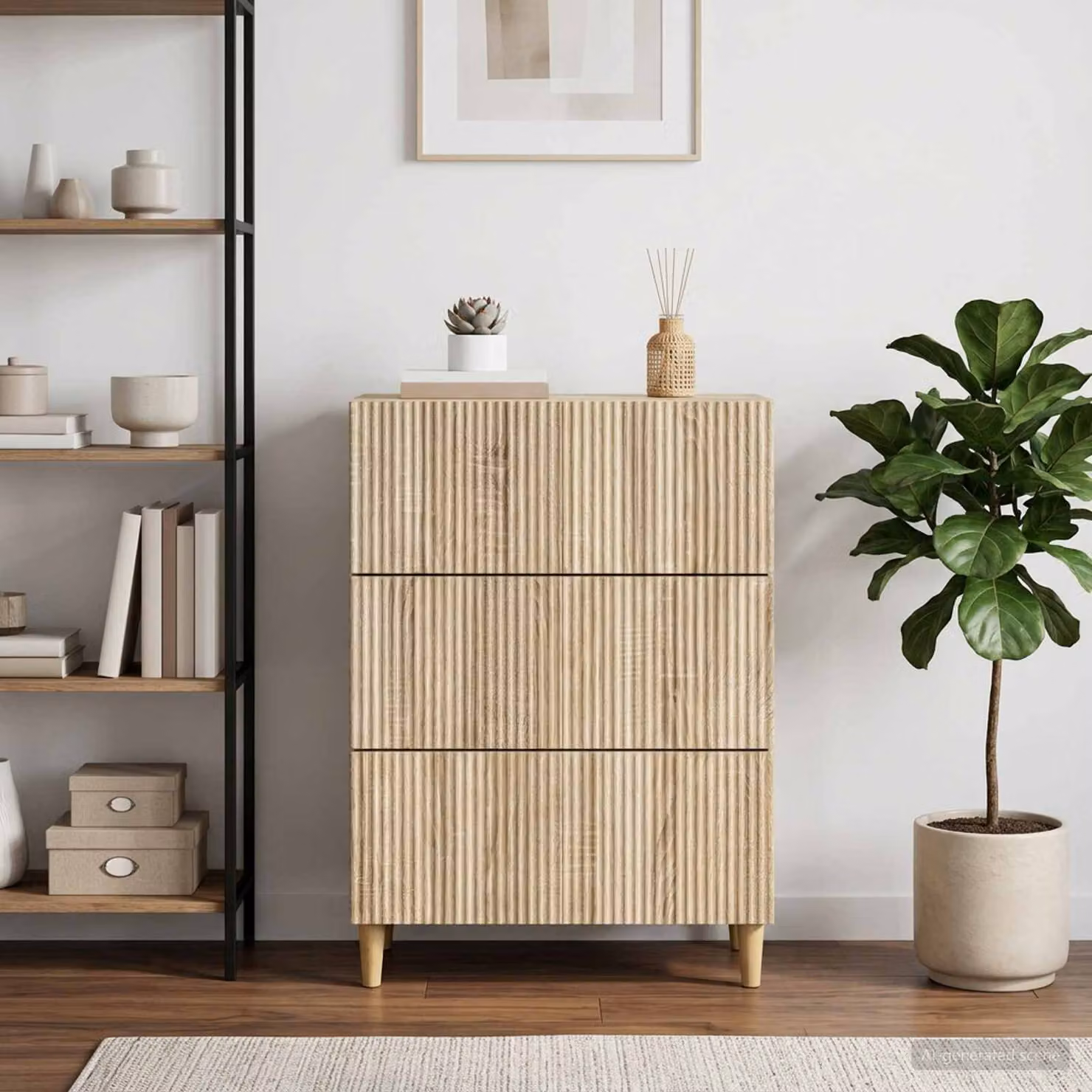 Carrello mobile con cassetti vidaXL in legno ingegnerizzato, marrone e beige, L 66 x P 34,5 x H 90 cm