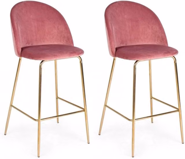 Set 2 Sgabelli Bar 51x55x105h cm Carry Velluto Blush