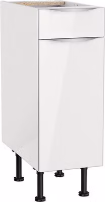 Mobile base Optifit con cassetto e anta a battente Arvid986 LxPxA 30 x 58,4 x 87 cm bianco lucido, smontato, battuta reversibile