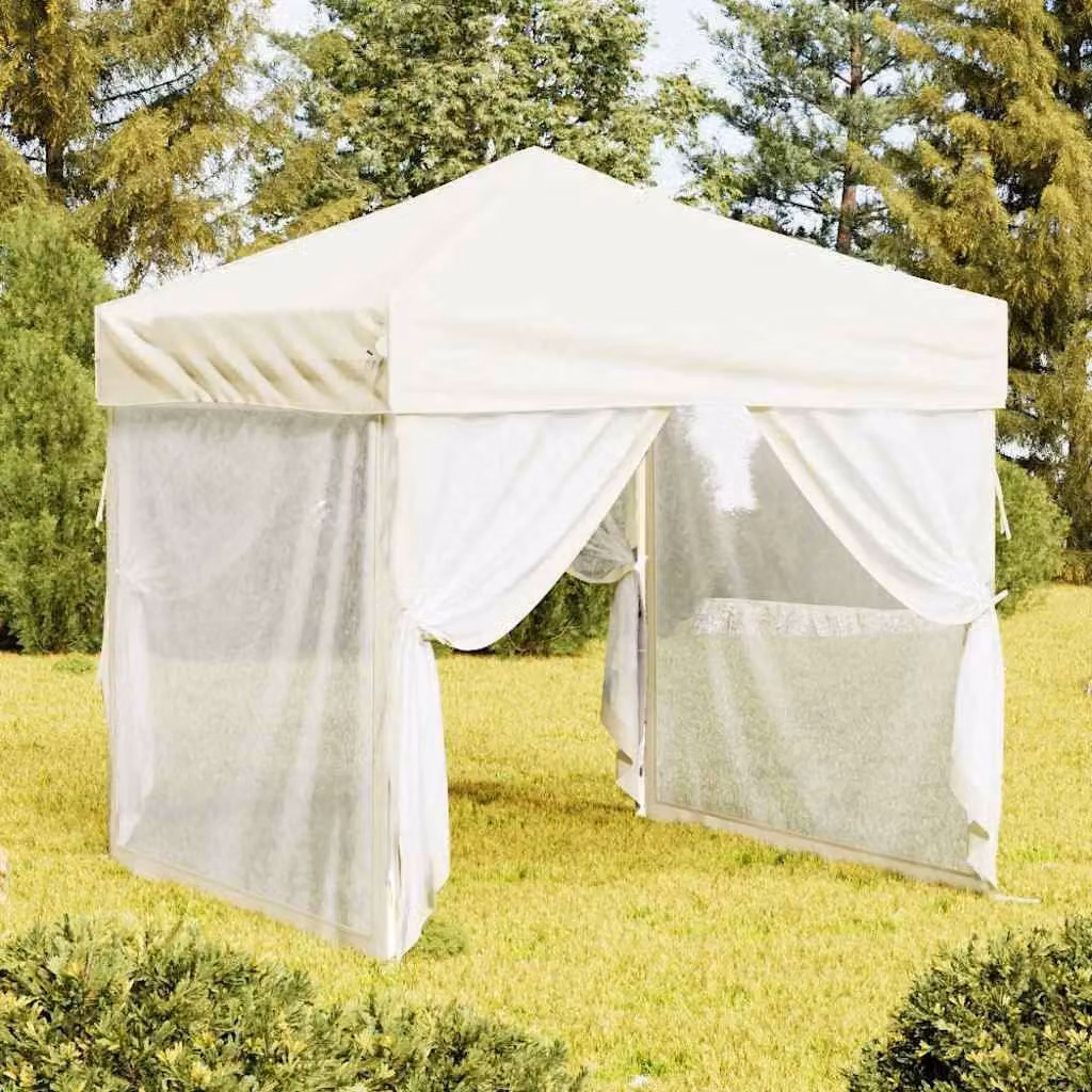 vidaXL Tenda per Feste Pieghevole con Pareti Laterali Beige 2x2 m