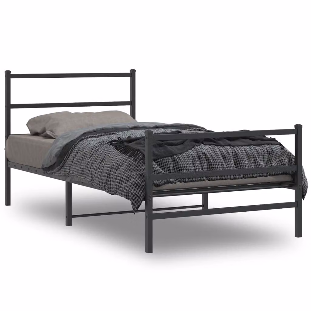 vidaXL Giroletto in metallo nero con testiera e pediera L: 112 cm, P: 207 cm, H: 90 cm