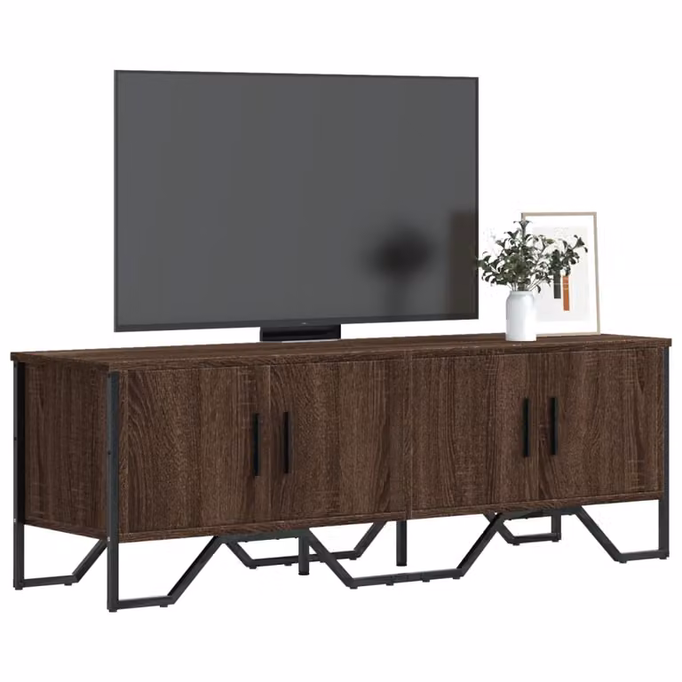vidaXL Mobile Porta TV Rovere Marrone in Legno e Metallo L/P/H: 122 x 34 x 41 cm