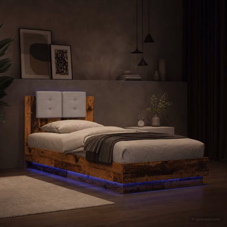 Struttura letto con testata vidaXL in legno ingegnerizzato, colore marrone, stile moderno