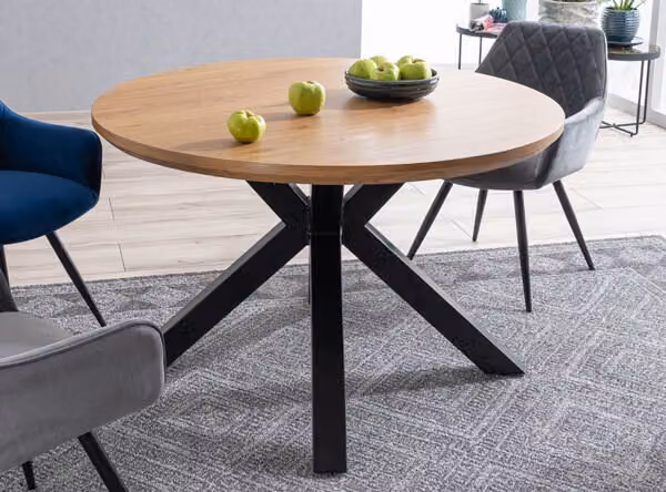 tavolo da pranzo rotondo tavolo da cucina Ritmo 120x120x75cm rovere nero