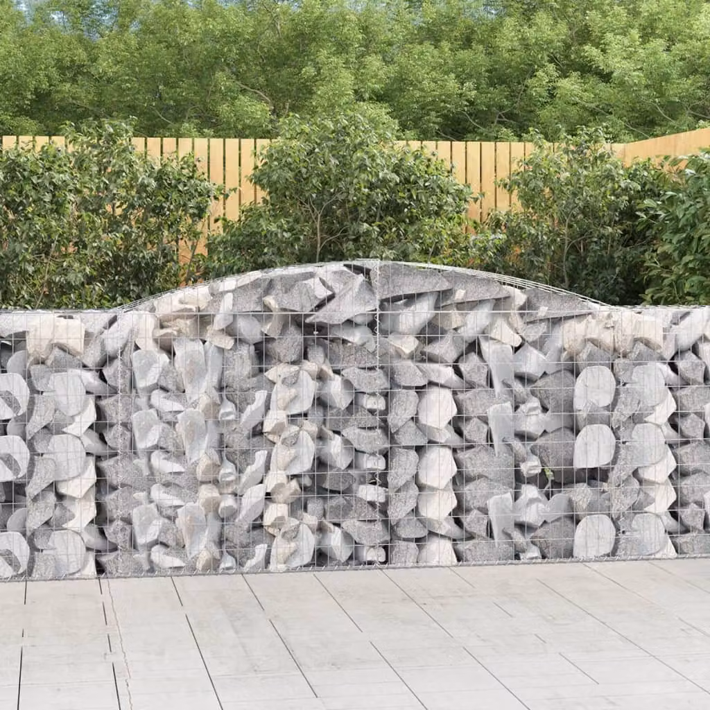 Set di 2 Cesti Gabbioni ad Arco vidaXL in Acciaio Zincato Grigio L: 400 cm, P: 50 cm, H: 100/120 cm