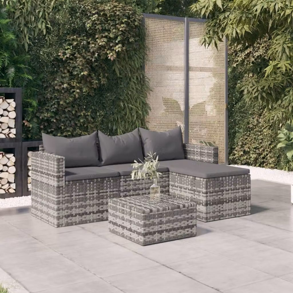 Maison Exclusive - Set da giardino 3 pezzi con cuscini grigio in polyrattan