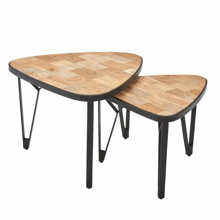 Set di 2 tavolini triangolari in mango/acacia | Wohnling