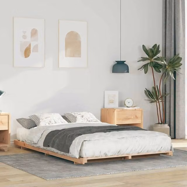 Struttura del letto vidaXL in pino massello marrone L: 135 cm, P: 190 cm, H: 220 cm – 1