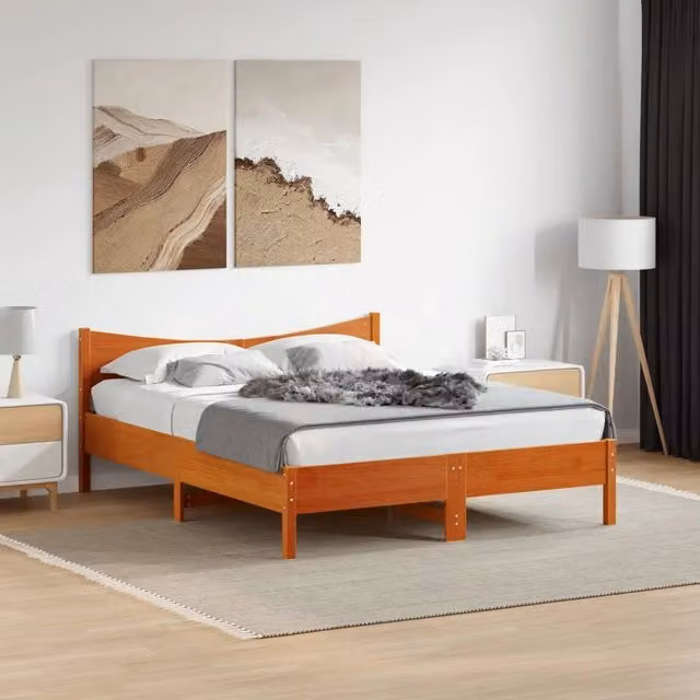 Giroletto vidaXL in legno di pino marrone cera con doghe piatte L/P: 150 x 200 cm – 1