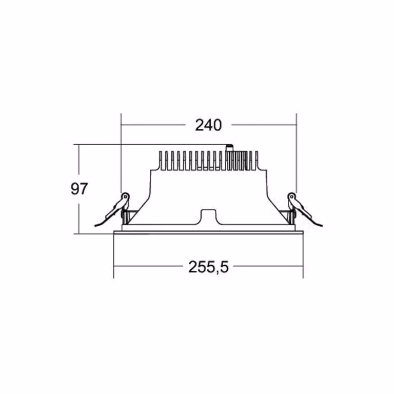 BRUMBERG Apollo Mega sfaccettato, rotondo, DALI, 3.500K, nero Mega, dimmerabile, Nero, Soggiorno / Sala da pranzo, Alluminio, Moderno, Downlight