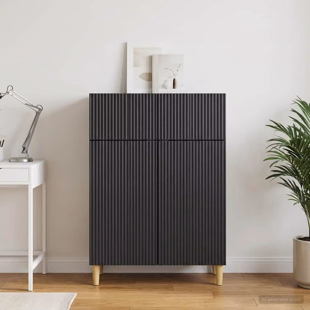 Credenza moderna vidaXL in legno ingegnerizzato nero L: 66 cm, P: 34,5 cm, H: 90 cm