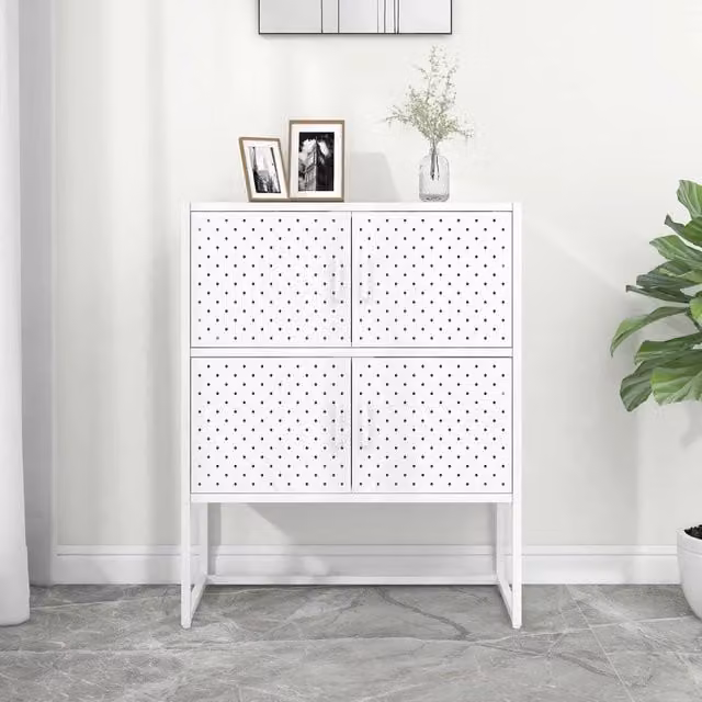 Credenza moderna vidaXL in metallo bianco opaco con ante a battente L/P/H: 80 x 35 x 100 cm