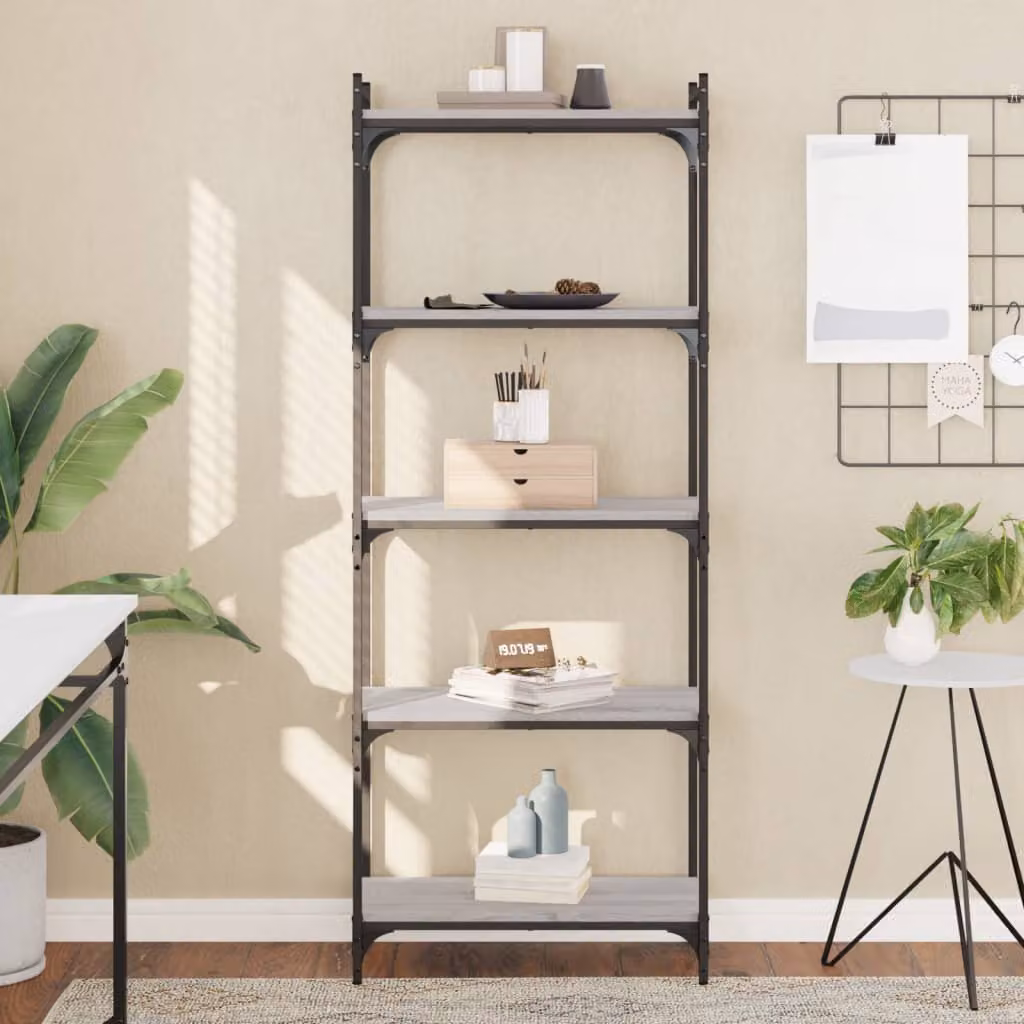 Libreria con 5 Ripiani vidaXL in Stile Industrial, Grigio, L 60 cm x P 30 cm x H 154 cm