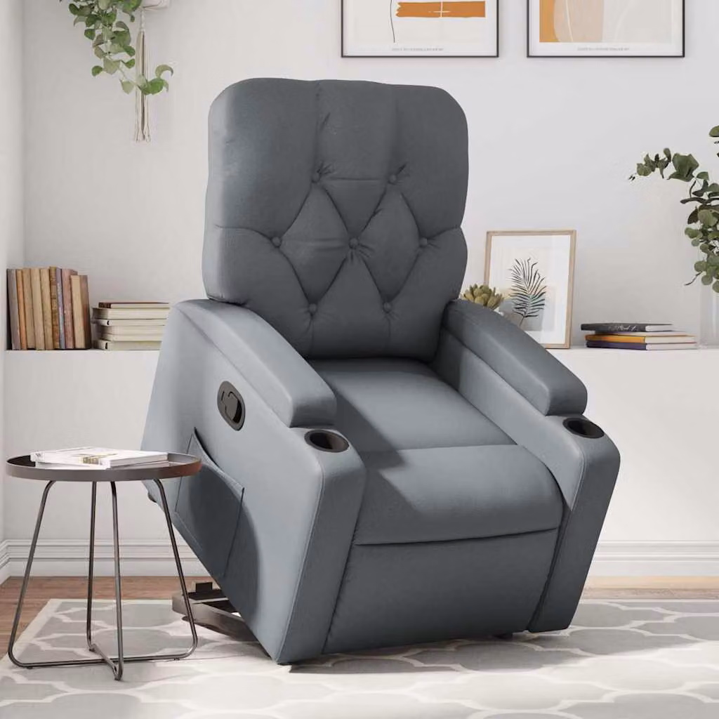Poltrona Alzapersona Reclinabile vidaXL Grigia in Similpelle con Assistenza Elettrica – 1