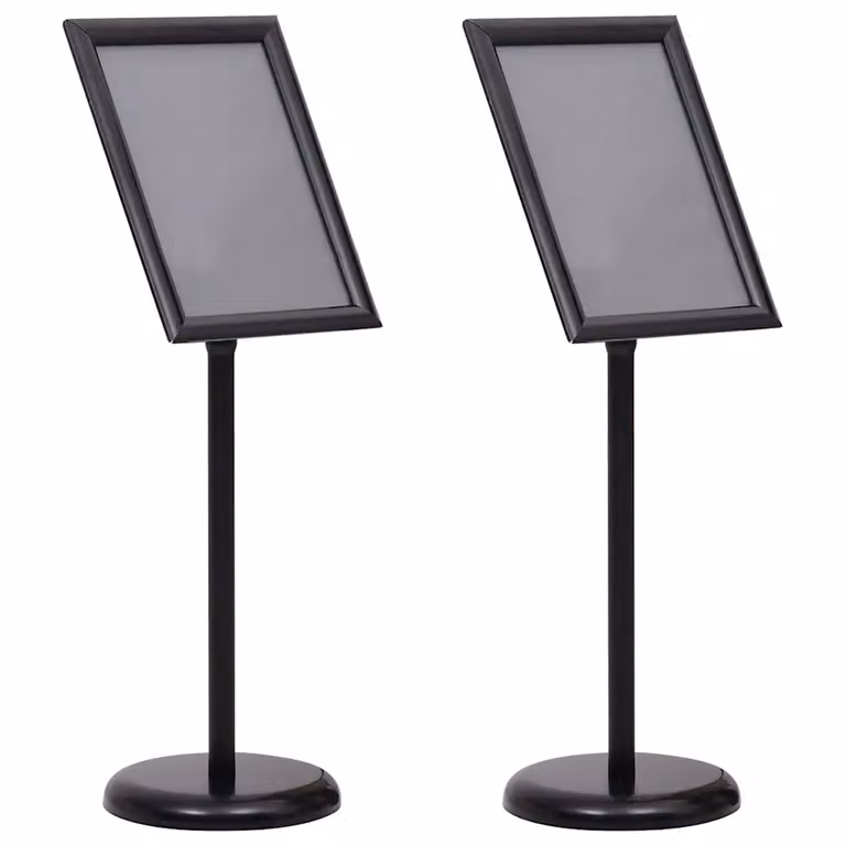 Set di 2 supporti per poster professionali vidaXL in alluminio nero, H 108 x L 45 x P 32,7 cm