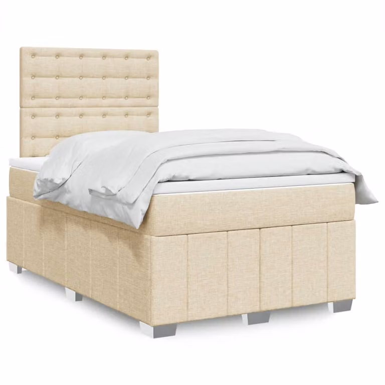 Letto Ibrido vidaXL con Materasso a Molle Insacchettate e Struttura in Legno di Pino, Colore Beige e Bianco, L/P: 120 x 200 cm