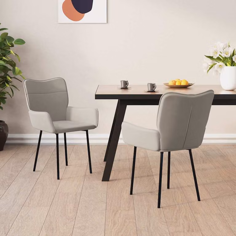 Set di 2 sedie da pranzo vidaXL in velluto grigio con struttura in metallo e MDF per cucina e sala da pranzo