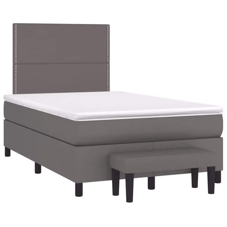 vidaXL Giroletto a Molle con Materasso in Similpelle Grigio e Bianco, L/P/H: 120 x 200 cm