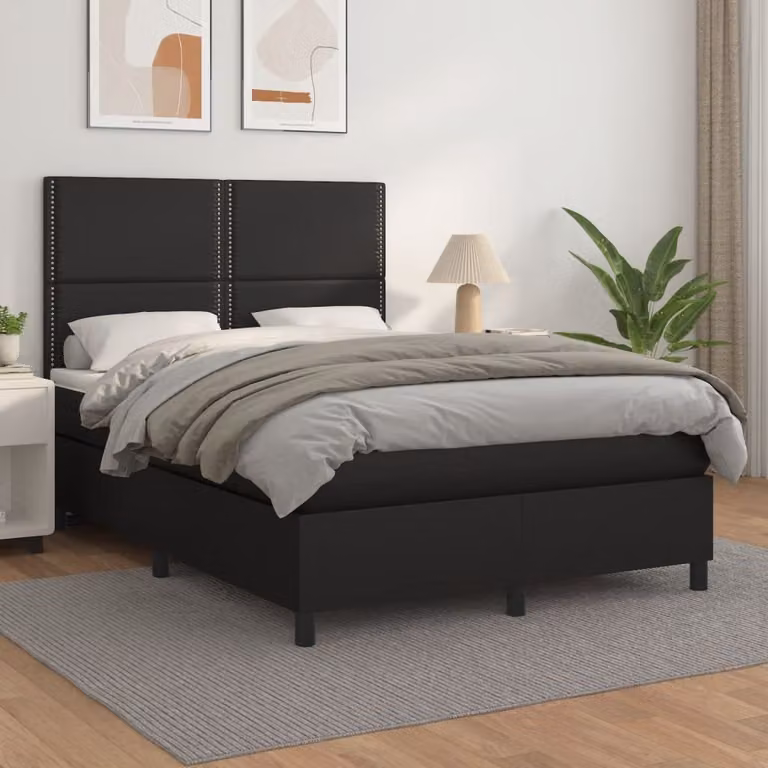 Maison Exclusive - Giroletto a Molle con Materasso Nero 140x190 cm in Pelle finta