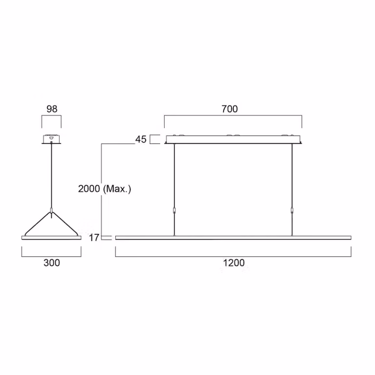 Sylvania lampada LED a sospensione Areum, 120 x 30 cm, 840, DALI dimmerabile, Bianco / Opale, Studio / Ufficio, Metallo