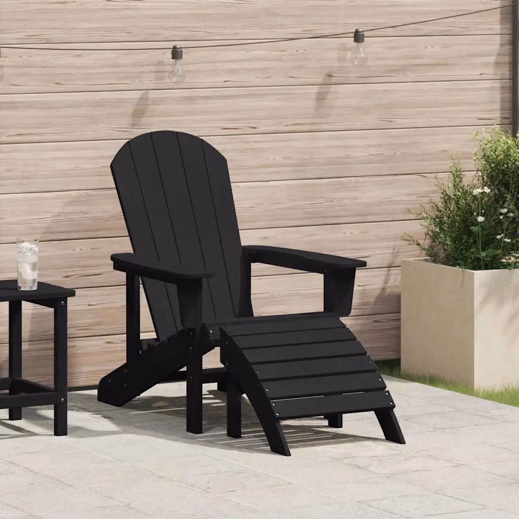 Sedia Adirondack vidaXL in plastica nera per giardino e terrazza