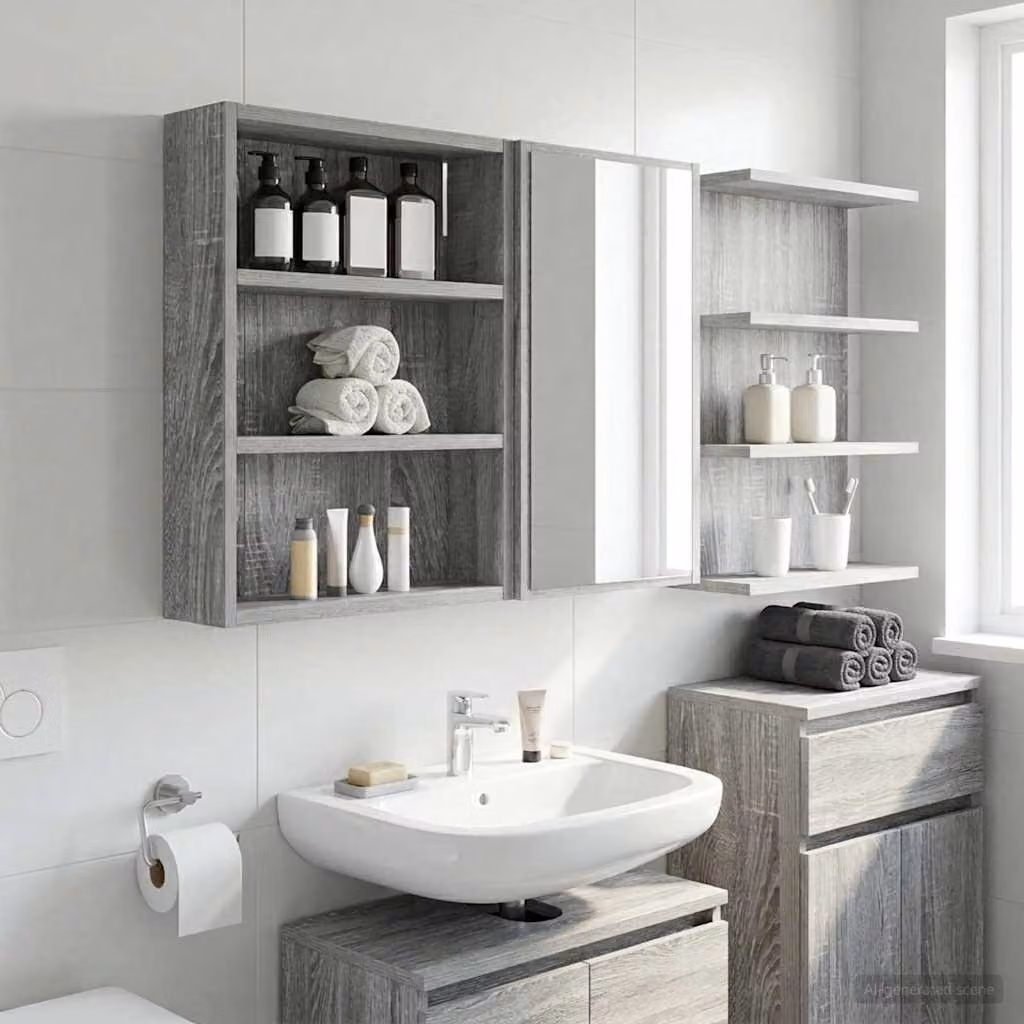 Armadio da bagno a muro moderno vidaXL in MDF grigio opaco L 40 cm, P 10 cm, H 50 cm