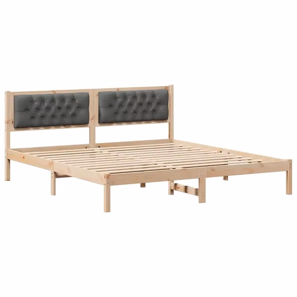 Struttura del letto vidaXL in pino massello, Grigio scuro e Marrone, L/P: 160 x 200 cm – 2