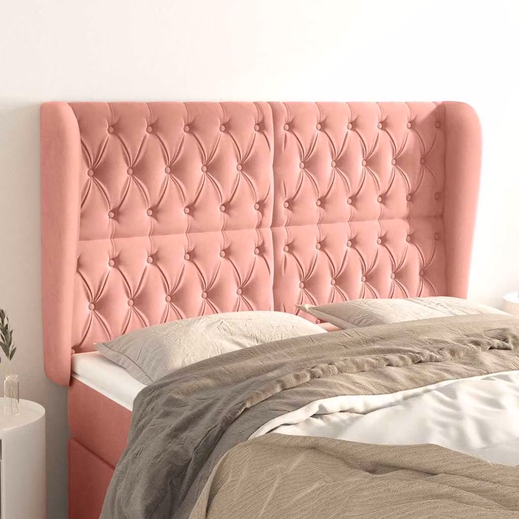 Testiera ad Orecchio vidaXL in Velluto Rosa L: 147 cm, P: 23 cm, H: 118-128 cm – 1