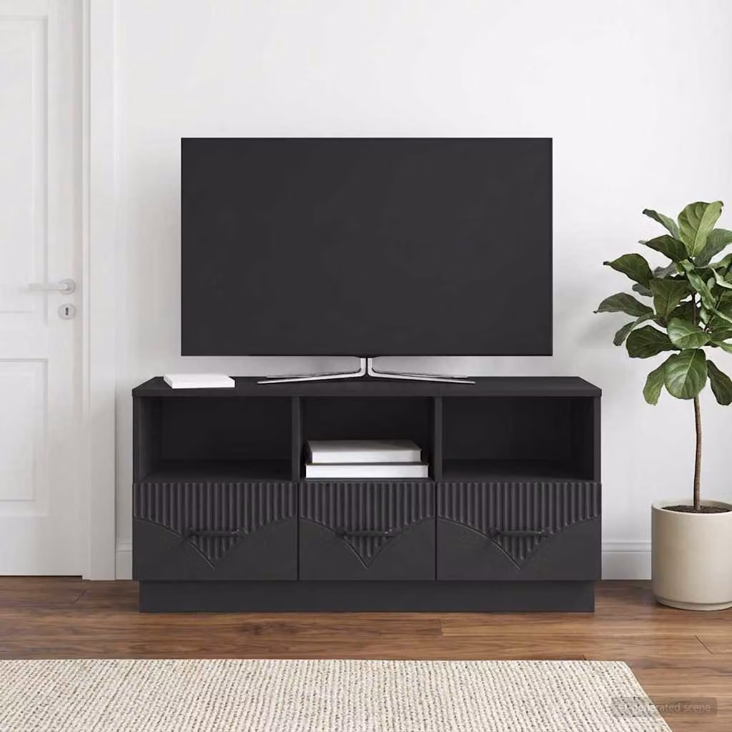 Mobile TV vidaXL Nero in Legno MDF per Soggiorno L 102 cm x P 34,5 cm x H 47 cm