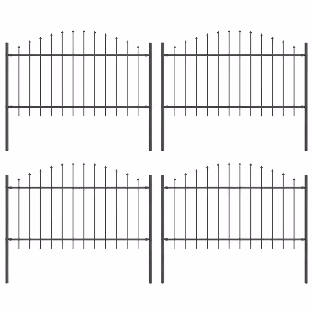 Set di 4 recinzioni per giardino vidaXL in acciaio verniciato a polvere, Grigio, H: 170 cm x L: 140 cm – 2