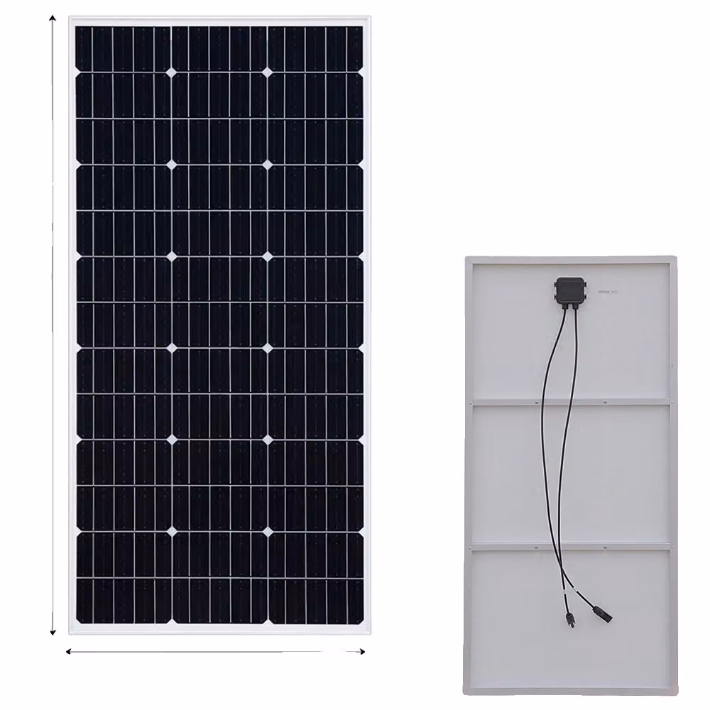 modulo solare monocristallino da 150W, alta efficienza, struttura robusta, PET