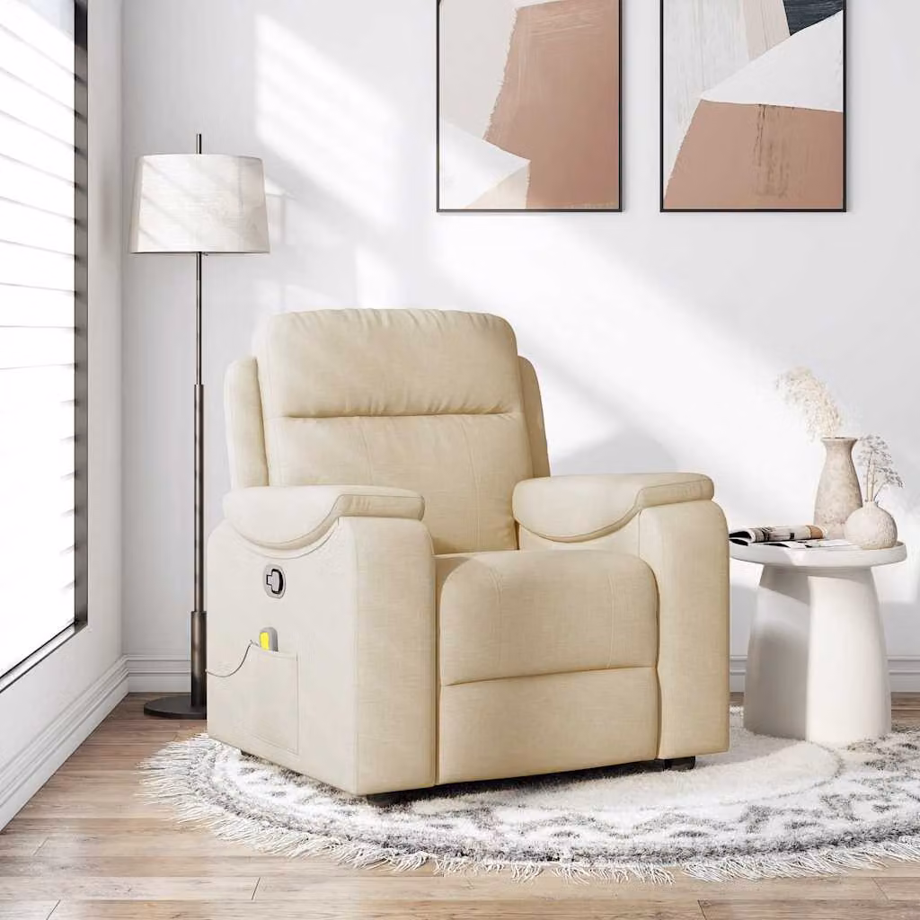 vidaXL Poltrona Relax Reclinabile Moderna in Tessuto Beige con Braccioli