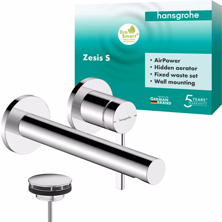 Miscelatore per lavabo da incasso, montaggio a parete, bocchetta di 19,4 cm, cromo, tecnologia EcoSmart+