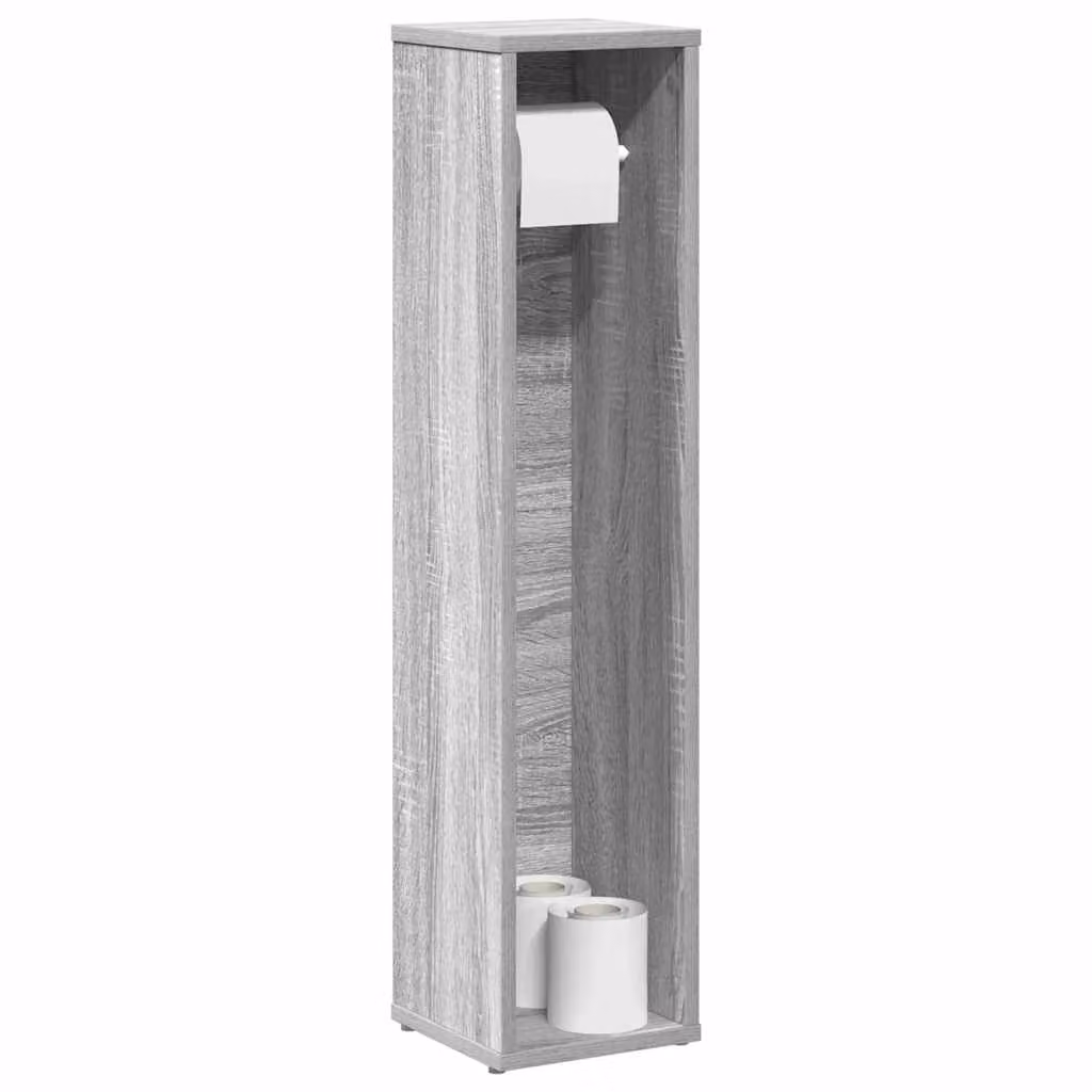 vidaXL Mobiletto da bagno sospeso con portarotolo Grigio Sonoma L 20,5 cm x P 20 cm x H 90 cm