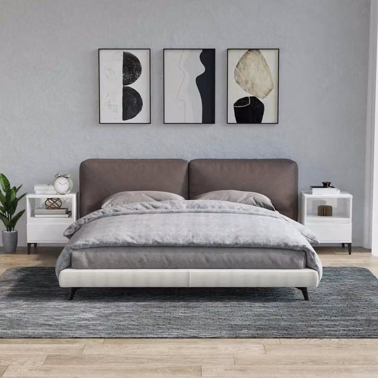 Set di 2 comodini vidaXL in bianco lucido L/P/H: 40 x 35 x 50 cm