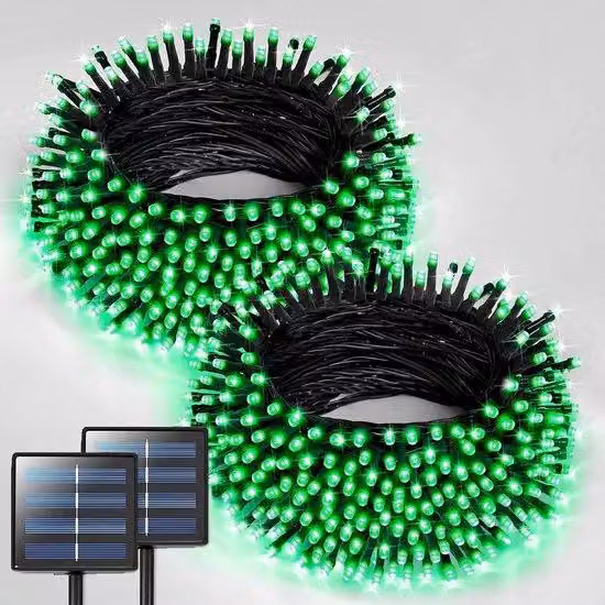 Ghirlanda luminosa da esterno a energia solare con telecomando, 32 m, 300 LED, resistente alle intemperie, 8 modalità, per il giardino, alimentata a energia solare