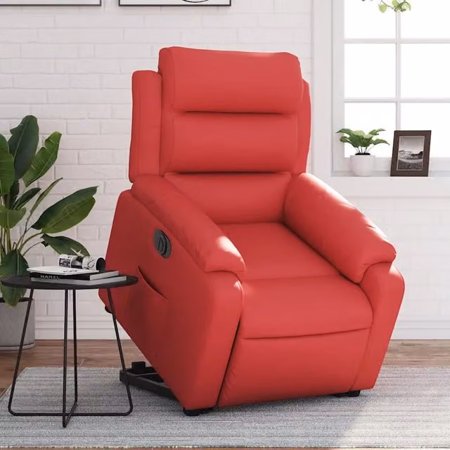 Poltrona Alzapersona Reclinabile Elettrica vidaXL in Similpelle Rossa con Braccioli – 1