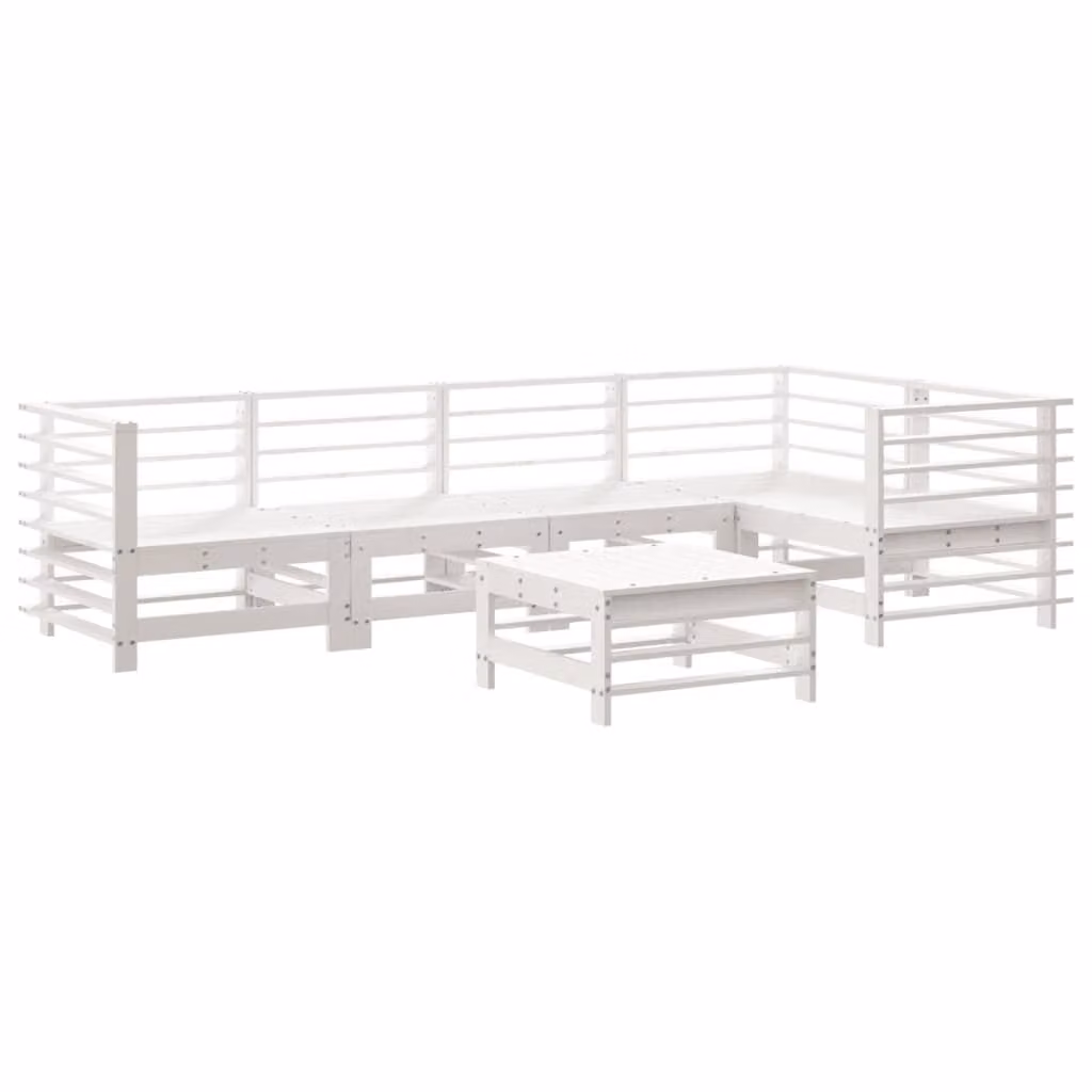 Set Salotto da Giardino 6 pz Bianco in Legno Massello di Pino