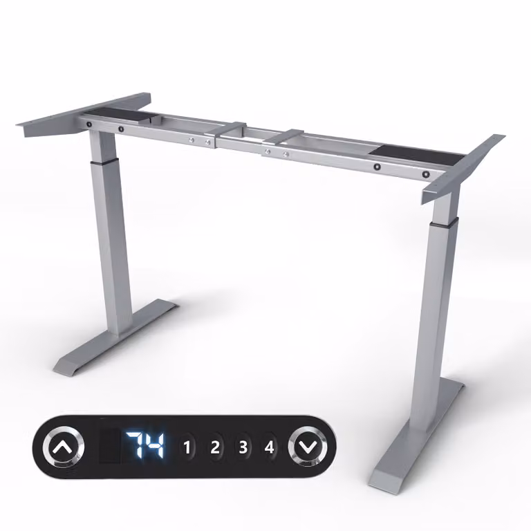 Struttura per scrivania regolabile in altezza - Telaio per tavolo - Telaio per scrivania da ufficio con doppio motore, regolazione elettrica dell'altezza, touchscreen e funzione di memoria - Argento