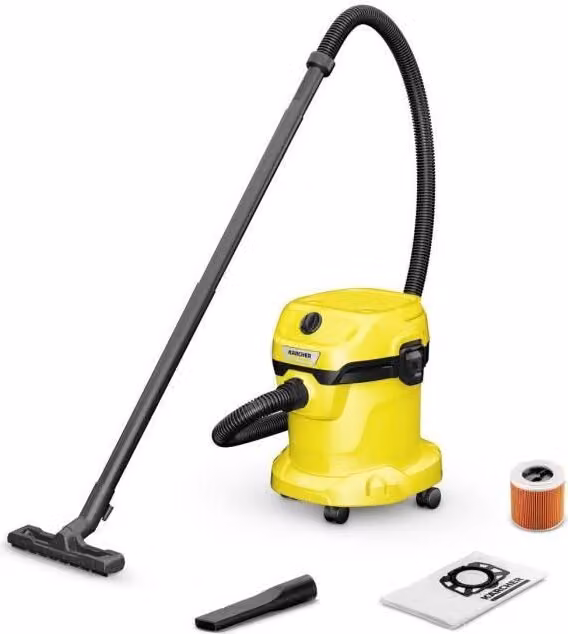 Aspirapolvere/aspiraliquidi Kärcher WD2 Plus, 1000 W, serbatoio da 15 l, tubo flessibile da 1,8 m, filtro a cartuccia