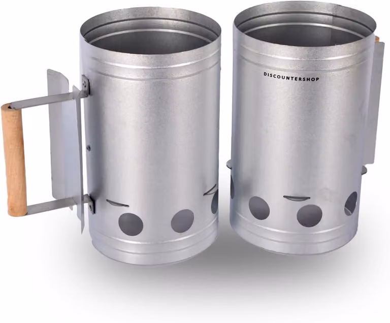 Set di accendifuoco per barbecue, 2 pezzi, altezza 7 cm, larghezza 17,5 cm, in acciaio inossidabile, per barbecue