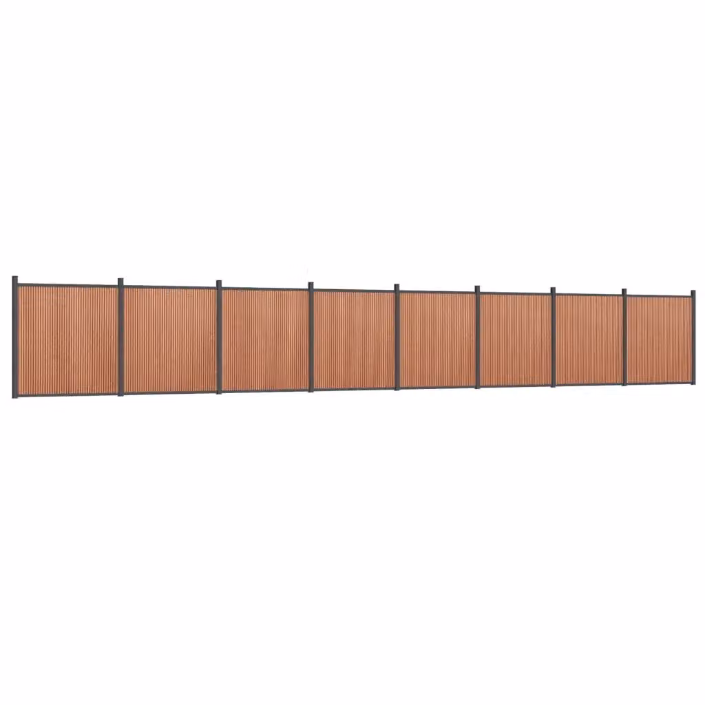 Pannello di recinzione vidaXL in WPC e alluminio marrone, opaco, L: 1391 cm, H: 186 cm – 2