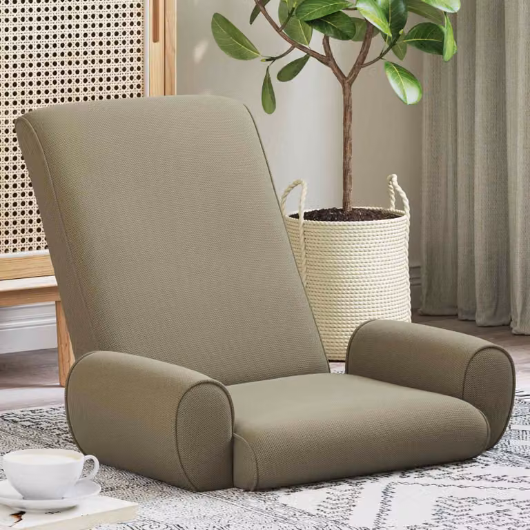 Sedia da pavimento regolabile vidaXL in velluto beige per soggiorno e camera da letto