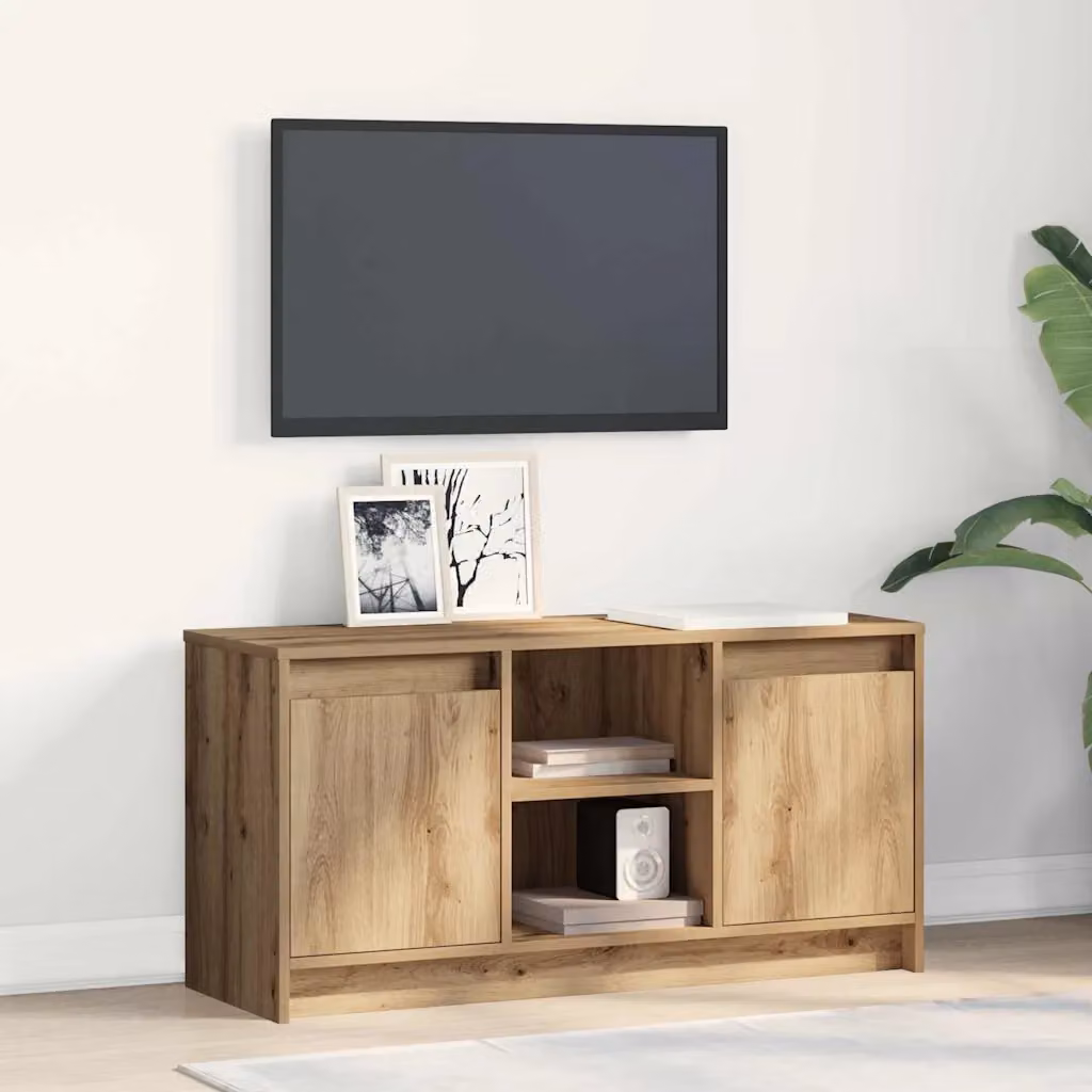 Unità TV vidaXL in legno ingegnerizzato marrone, design minimalista, L 100 cm x P 34 cm x H 50 cm