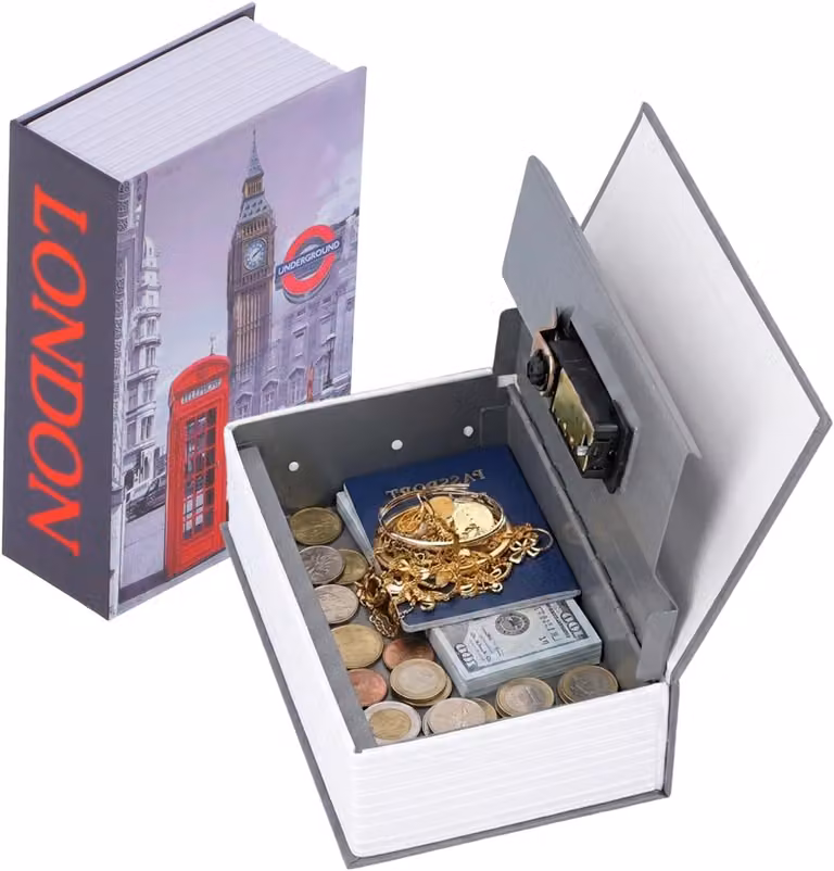 Cassaforte con serratura a combinazione, dimensioni 18 x 12 x 5,5 cm, design discreto, ideale per oggetti di valore