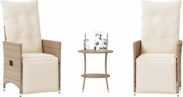 Set da Bistrò 3 pz con Cuscini Beige in Polyrattan 365676